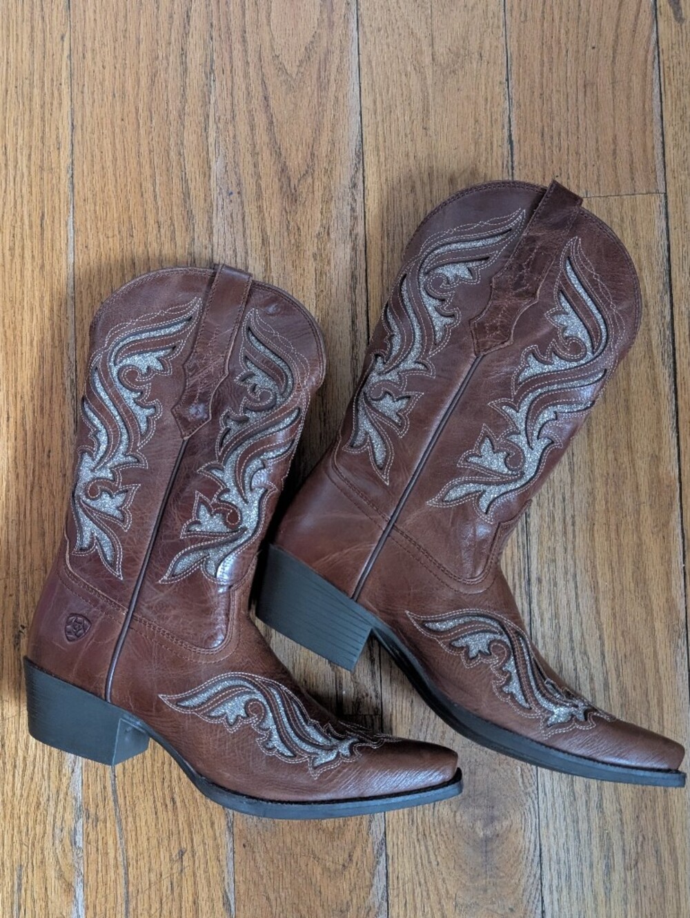 Brown Western Inlay Sparkle Ariat Leather Cowboy Boots